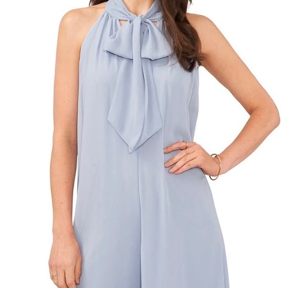 1. STATE Sleeveless Wide Leg Flowy Jumpsuit High Neck Light Blue SZ S - Picture 2 of 16